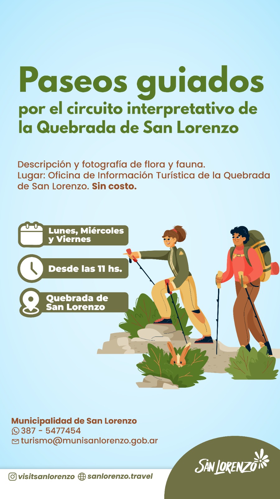 Paseos guiados por el circuito interpretativo de la Quebrada de San Lorenzo en San Lorenzo, Salta
